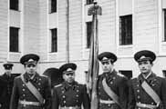70-е ноябрь Военная артиллерийская академия им Дзержинского (ныне ВА РВСН) знаменная группа перед парадом